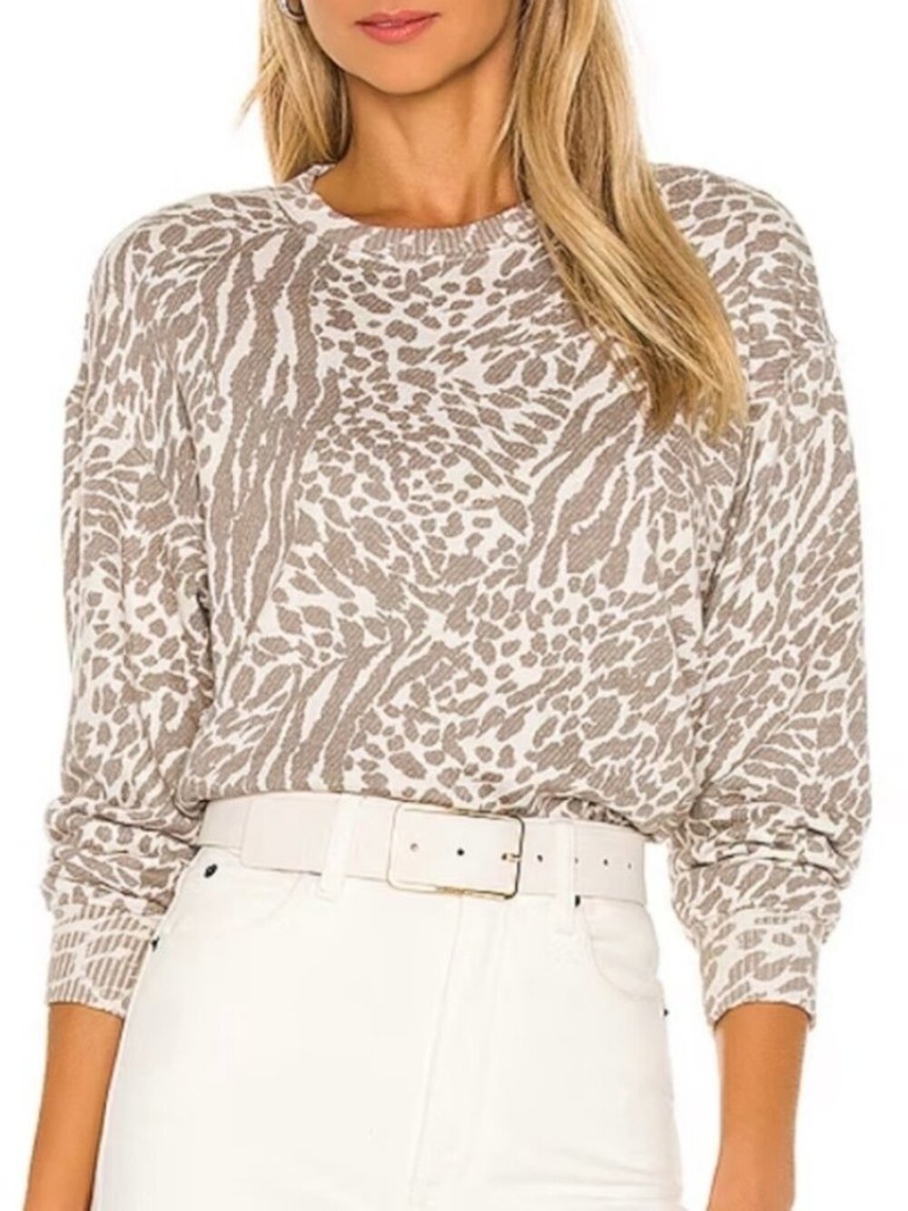 Rails Ramona Animal Print Leopard Spots Boxy Pullover Sweater XS Mob Wife Indie
